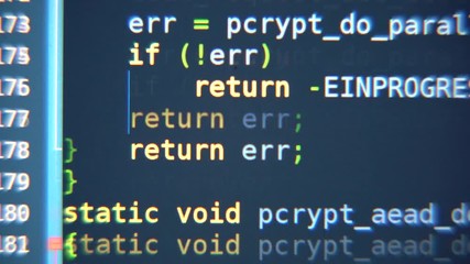Wall Mural - the program code scrolls on the computer screen