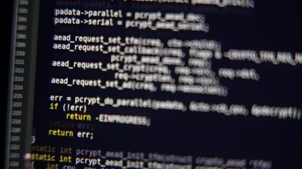 Wall Mural - the program code scrolls on the computer screen