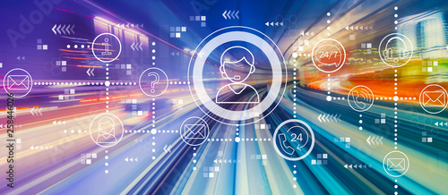 Fotografía Customer service 24 hours 7 days a week with abstract high speed technology POV
