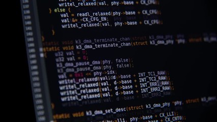 Wall Mural - the program code scrolls on the computer screen