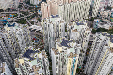 Canvas Print - Top view of Hong Kong city