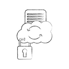 Wall Mural - cloud computing with document and padlock