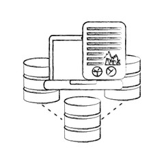 Sticker - data center disks with laptop and document