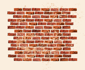 Brick wall vector illustration backgrond. Place for your text. Grunge textured backdrop for banner, lettering, graffiti.