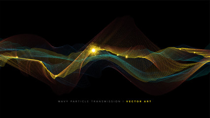Wall Mural - the conceptual illustration of wavy particle effect in vector art. it is suitable to be used as a ba
