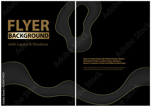 Modern Flyer Design with Black Layers and Golden Edge - Graphic Illustration ...