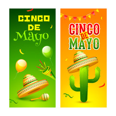 Wall Mural - Two different type of card design on different color background with Cinco De Mayo party celebration elements.
