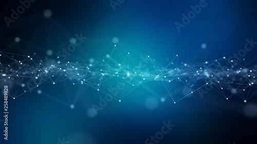Abstract digital network connection blue background 3D rendering