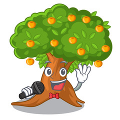 Sticker - Singing cartoon orange tree beside the house