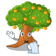 Sticker - Waiter cartoon orange tree beside the house