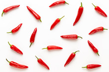 Chili Or Chilli Cayenne Pepper Isolated On White Background Cutout.