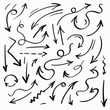 © Stockerrine - Collection of black hand drawn arrows isolated on white background. Vector illustration.