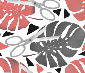 Poster - Seamless tropical monstera leaves exotic pattern