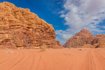 Poster - Landscape in Wadi Rum also known as Valley of light or Valley of sand in Jordan