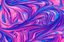 Abstract Textured Background Of Pink And Blue Metallic Glitter Paint Swirls
