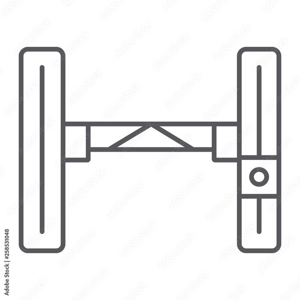 Hydraulic lift car thin line icon, auto and mechanic, car lifting sign ...