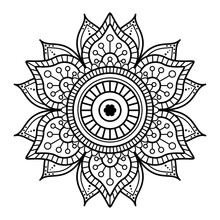 Round Mandala For Coloring On White Background