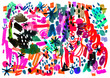 Modern multicolor futuristic pop art pattern. Bright color abstract painting in Neo Memphis style.