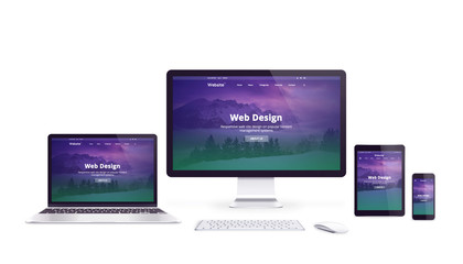 Poster - Isolated devices with responsive web site on display.