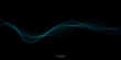 © korkeng - Flowing particles wave pattern, blue and green color isolated on black background. Vector in concept of AI technology, science, music.