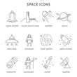 space galaxy astronaut icons set