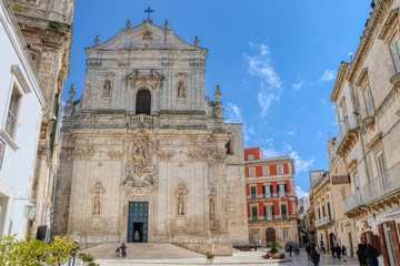 A view of the facade of the Basilica of San Martino in Martina Franca, Puglia, Italy