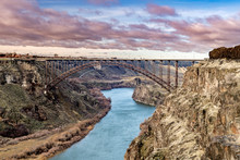 Classic View Of The Iconic Perrine Bridge With The Snake River Flowing Beneath