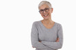 © dream@do - Happy Smiling Mature Woman wearing glasses on white background.