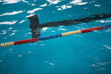 Plastic Multi-colored Dividers Tracks In The Pool At The Competition