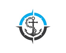 Anchor Icon Logo Compass Design Template Vector