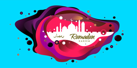 Wall Mural - Vector illustration Ramadan islamic greeting card and banner