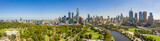Fototapeta  - Panoramic view of the beautiful city of Melbourne as captured from above the Yarra river on a summer day