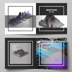 vector layout of two covers templates for square design bifold brochure, magazine, flyer, booklet. b