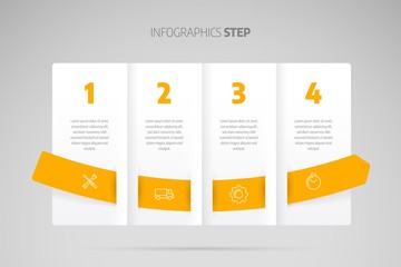 Wall Mural - infographic design timeline or process chart. business data element of chart, graph, diagram with 4 