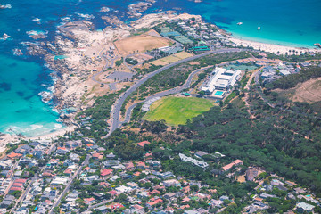 Wall Mural - Cape Town coastal district top view from Table Mountain