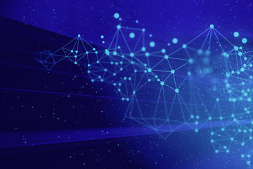 Wall Mural - particle atom, system of galaxy, data deep learning hologram robotic, ai technology neon glow, molec