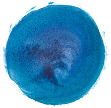 Watercolor Blue Circle With Texture, Round Element For Design.