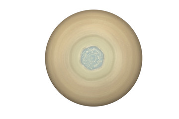 Wall Mural - north pole of saturn planet of solar system isolated on white background.saturn's hexagon. elements 