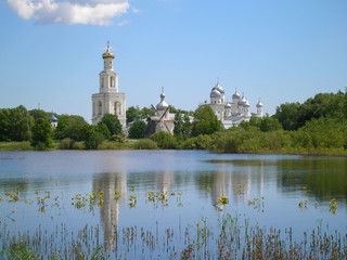 Summer view of the Yuriev Monastery. VelikiyNovgorod