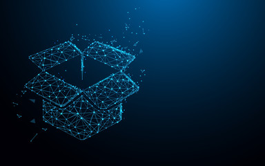 Aufkleber - Box icon from lines, triangles and particle style design. Illustration vector