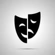 Happy and sad drama mask silhouette, simple icon