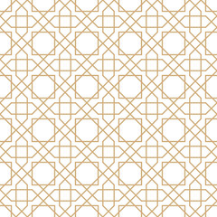 Seamless golden oriental pattern. Islamic background. Arabic linear texture. Vector illustration