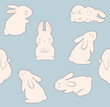 Bunny seamless pattern vector illustration. Cute bunnies textile design.