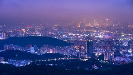 Wall Mural - High view of Taiwan cityscape night light in Taipei 3