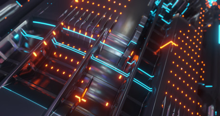 Wall Mural - abstract technology background, led and flickering particles. animation of electric circuit signal w