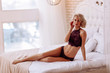 © zinkevych - Girlfriend with abs wearing underwear while waiting for her man