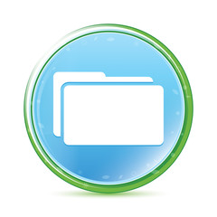 Wall Mural - Folder icon natural aqua cyan blue round button