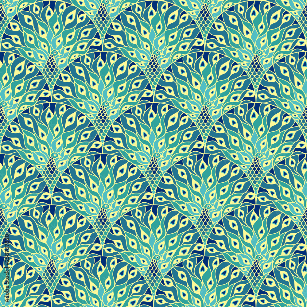 Peacock art deco seamless pattern. Art nouveau vintage background Stock  Vector | Adobe Stock, image size:1000x1000