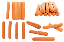 Collection Of Hot Dog Sausages Isolated On A White Background. Cut Out.