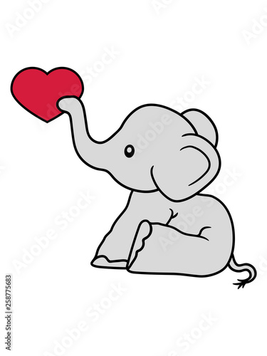 Herz Liebe Schenken Verliebt Elefant Sitzend Suss Kalb Klein Kind